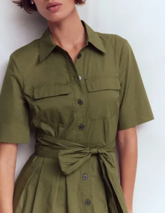 Zoe Short Sleeve Shirt Dress Woodland Green